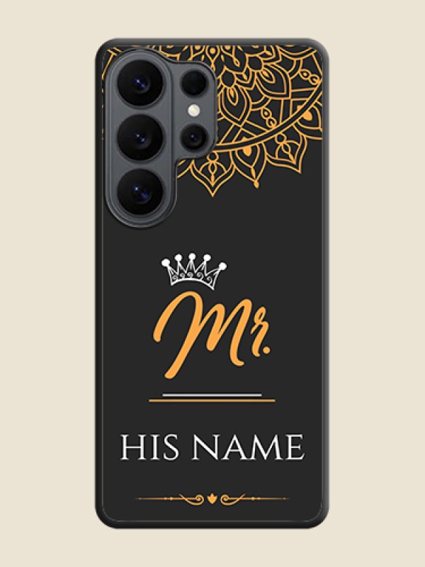 Custom Mr Name with Floral Design On Space Black Custom Soft Matte Mobile Back Cover - Samsung Galaxy S26 Ultra 5G - alternate view