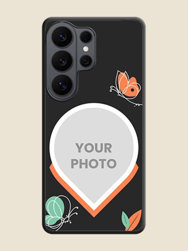 Custom Upload Pic With Simple Butterly Design On Space Black Custom Soft Matte Mobile Back Cover - Samsung Galaxy S26 Ultra 5G - alternate view