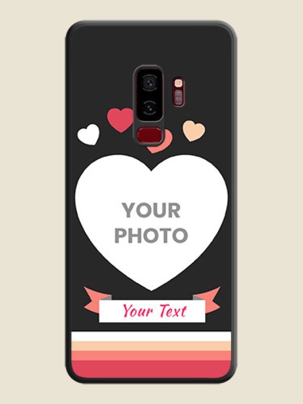 Custom Love Shaped Photo with Colorful Stripes on Personalised Space Black Soft Matte Cases - Galaxy S9 Plus - alternate view