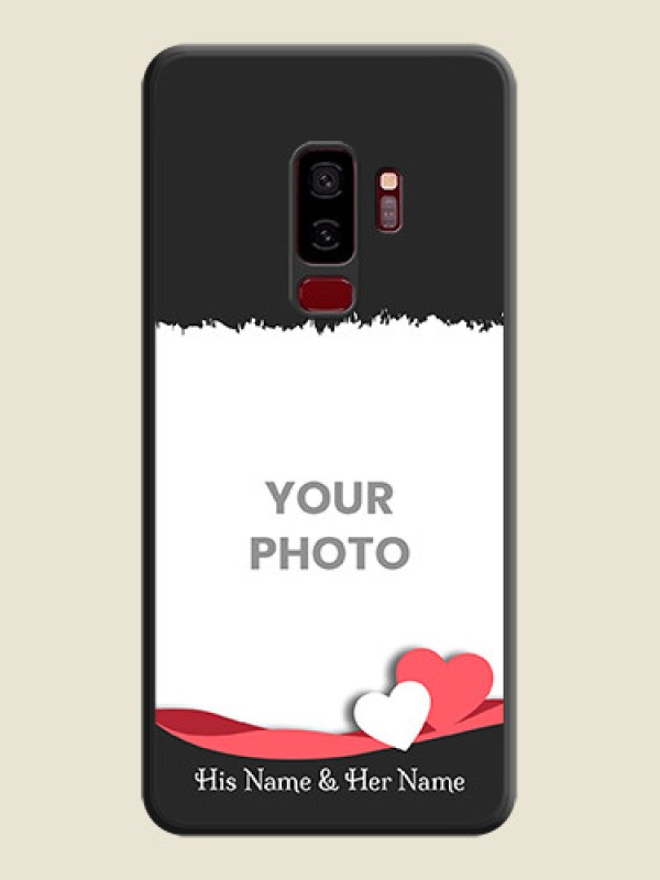 Custom Pin Color Love Shaped Ribbon Design with Text on Space Black Custom Soft Matte Phone Back Cover - Galaxy S9 Plus - alternate view