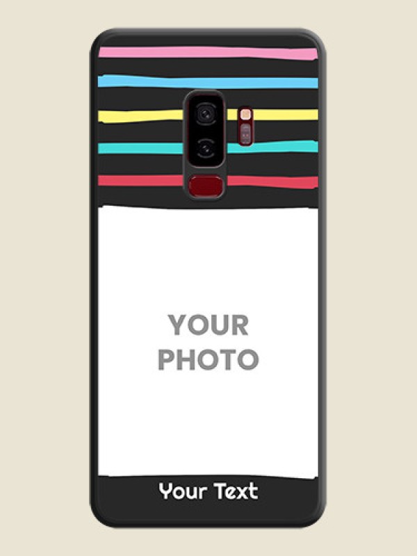 Custom Multicolor Lines with Image on Space Black Personalized Soft Matte Phone Covers - Galaxy S9 Plus - alternate view