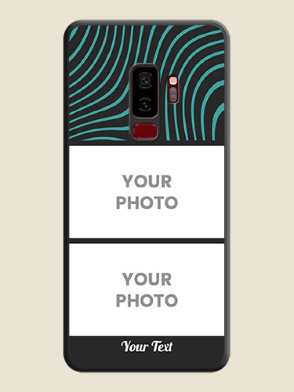 Custom Wave Pattern with 2 Image Holder on Space Black Personalized Soft Matte Phone Covers - Galaxy S9 Plus - alternate view