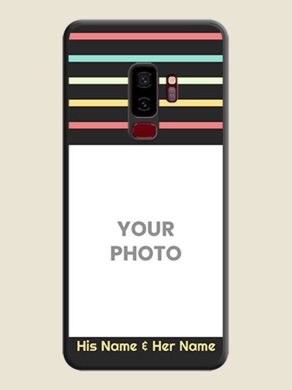 Custom Color Stripes with Photo and Text on Photo on Space Black Soft Matte Mobile Case - Galaxy S9 Plus - alternate view