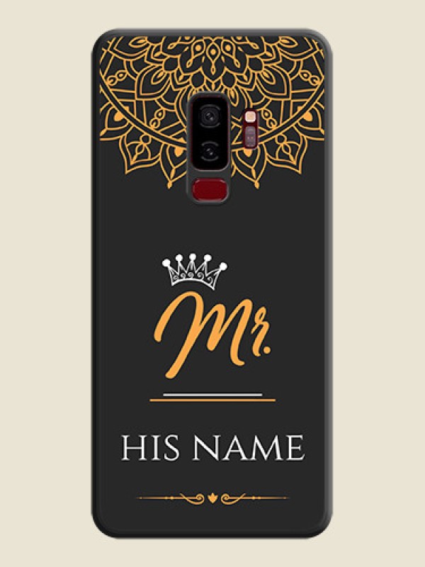 Custom Mr Name with Floral Design  on Personalised Space Black Soft Matte Cases - Galaxy S9 Plus - alternate view