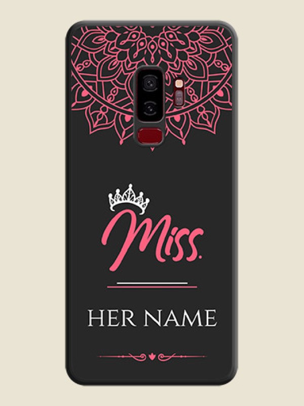 Custom Mrs Name with Floral Design on Space Black Personalized Soft Matte Phone Covers - Galaxy S9 Plus - alternate view