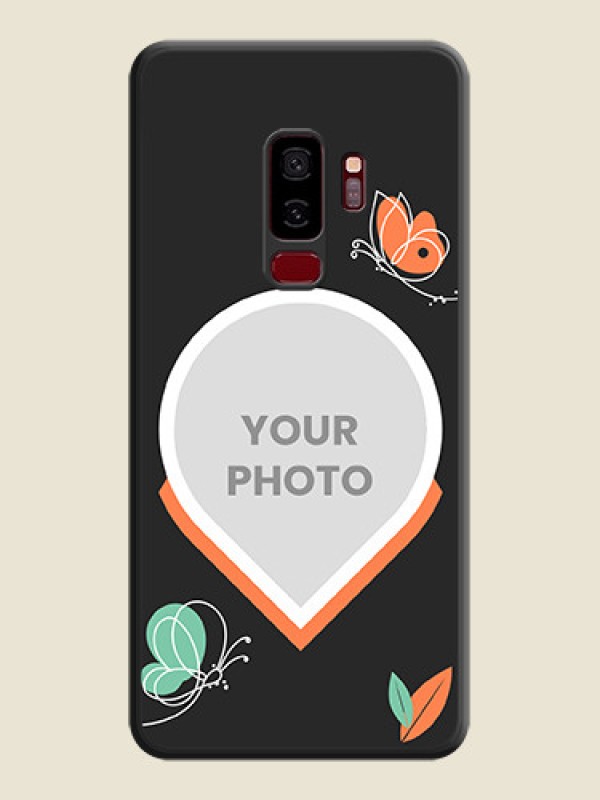 Custom Upload Pic With Simple Butterly Design On Space Black Personalized Soft Matte Phone Covers -Samsung Galaxy S9 Plus - alternate view