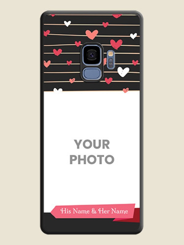 Custom Love Pattern with Name on Pink Ribbon  on Photo on Space Black Soft Matte Back Cover - Galaxy S9 - alternate view
