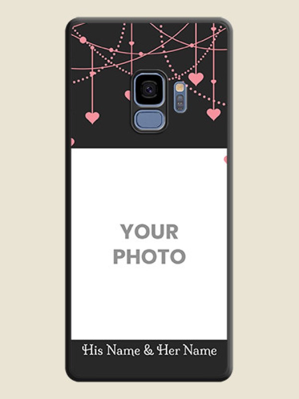 Custom Pink Love Hangings with Text on Space Black Custom Soft Matte Back Cover - Galaxy S9 - alternate view