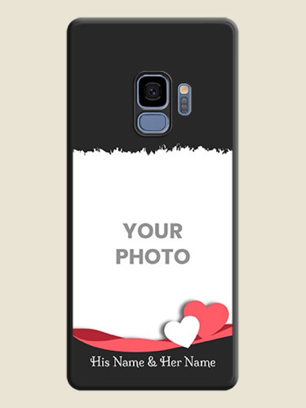 Custom Pin Color Love Shaped Ribbon Design with Text on Space Black Custom Soft Matte Phone Back Cover - Galaxy S9 - alternate view