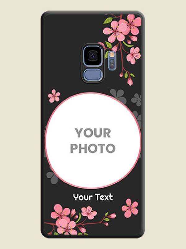 Custom Round Image with Pink Color Floral Design on Photo on Space Black Soft Matte Back Cover - Galaxy S9 - alternate view