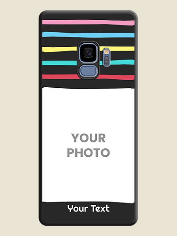 Custom Multicolor Lines with Image on Space Black Personalized Soft Matte Phone Covers - Galaxy S9 - alternate view