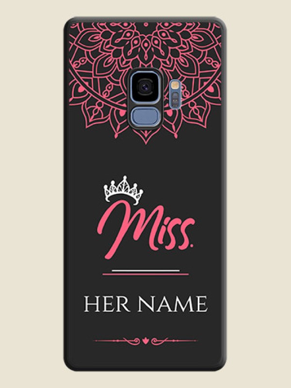 Custom Mrs Name with Floral Design on Space Black Personalized Soft Matte Phone Covers - Galaxy S9 - alternate view