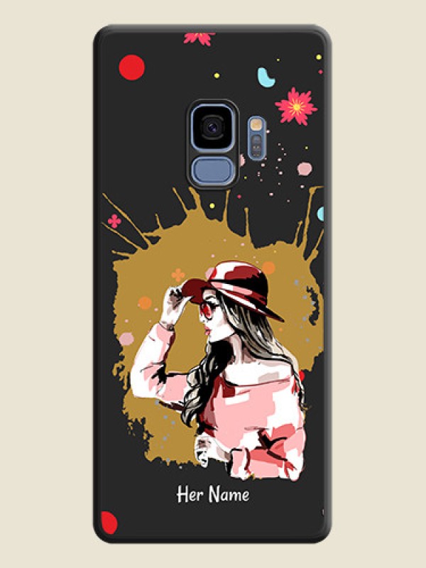 Custom Mordern Lady With Color Splash Background With Custom Text On Space Black Personalized Soft Matte Phone Covers -Samsung Galaxy S9 - alternate view