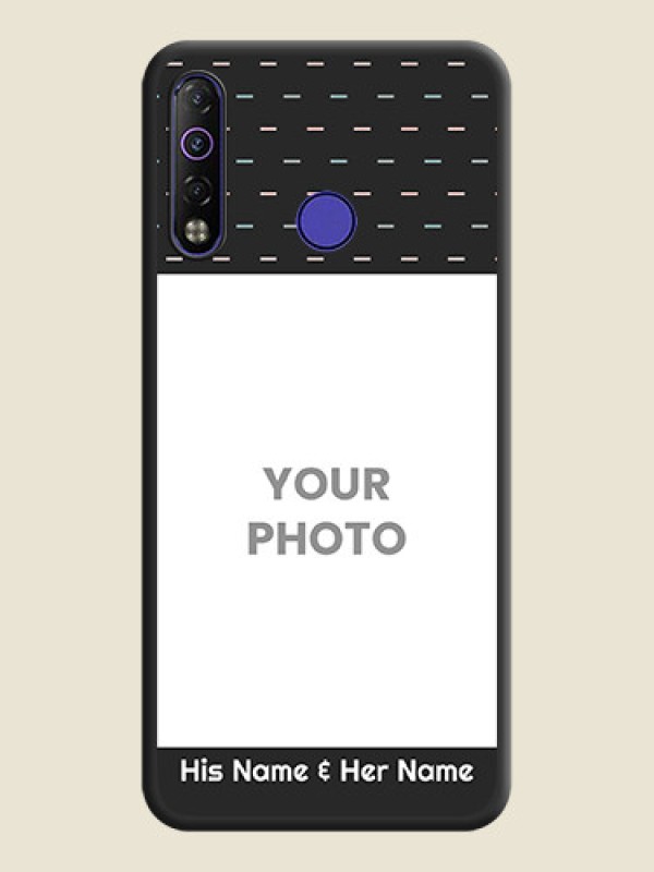 Custom Line Pattern Design with Text on Space Black Custom Soft Matte Phone Back Cover - Tecno Camon 12 Air - alternate view