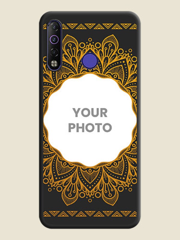Custom Round Image with Floral Design on Photo on Space Black Soft Matte Mobile Cover - Tecno Camon 12 Air - alternate view