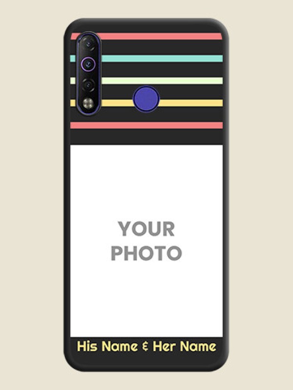 Custom Color Stripes with Photo and Text on Photo on Space Black Soft Matte Mobile Case - Tecno Camon 12 Air - alternate view