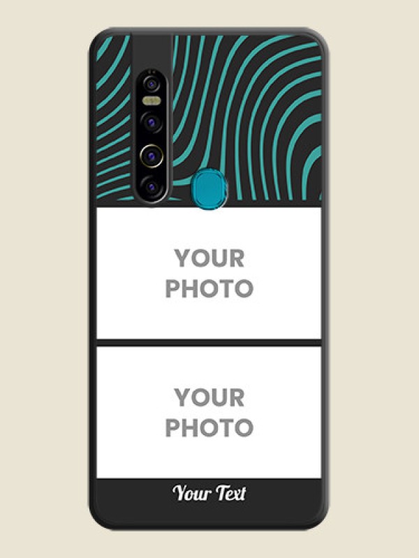 Custom Wave Pattern with 2 Image Holder on Space Black Personalized Soft Matte Phone Covers - Tecno Camon 15 Pro - alternate view