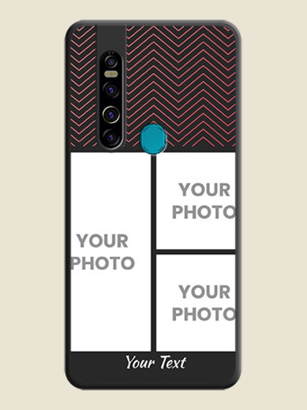 Custom Wave Pattern with 3 Image Holder on Space Black Custom Soft Matte Back Cover - Tecno Camon 15 Pro - alternate view