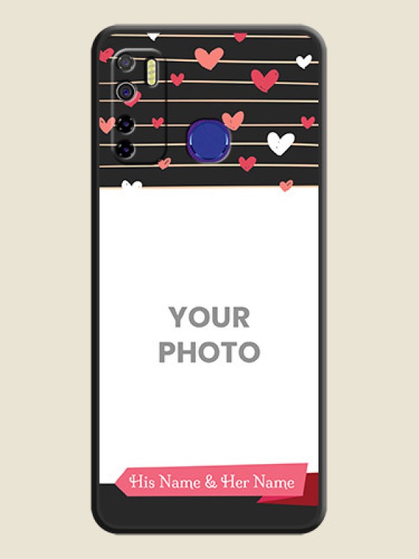 Custom Love Pattern with Name on Pink Ribbon  on Photo on Space Black Soft Matte Back Cover - Tecno Camon 15 - alternate view
