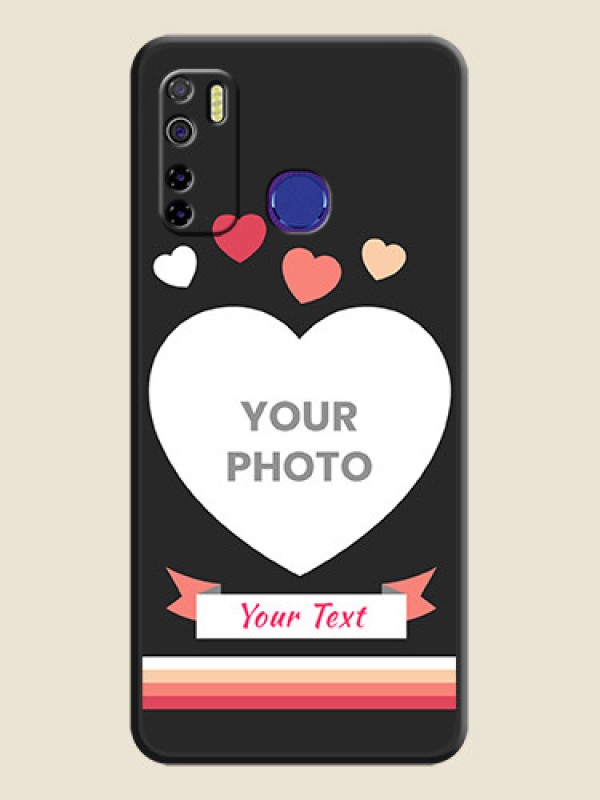 Custom Love Shaped Photo with Colorful Stripes on Personalised Space Black Soft Matte Cases - Tecno Camon 15 - alternate view