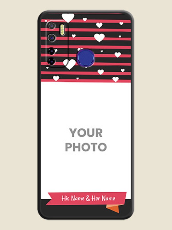 Custom White Color Love Symbols with Pink Lines Pattern on Space Black Custom Soft Matte Phone Cases - Tecno Camon 15 - alternate view
