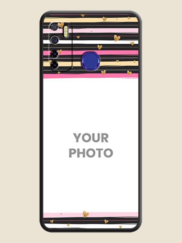 Custom Multicolor Lines and Golden Love Symbols Design on Photo on Space Black Soft Matte Mobile Cover - Tecno Camon 15 - alternate view