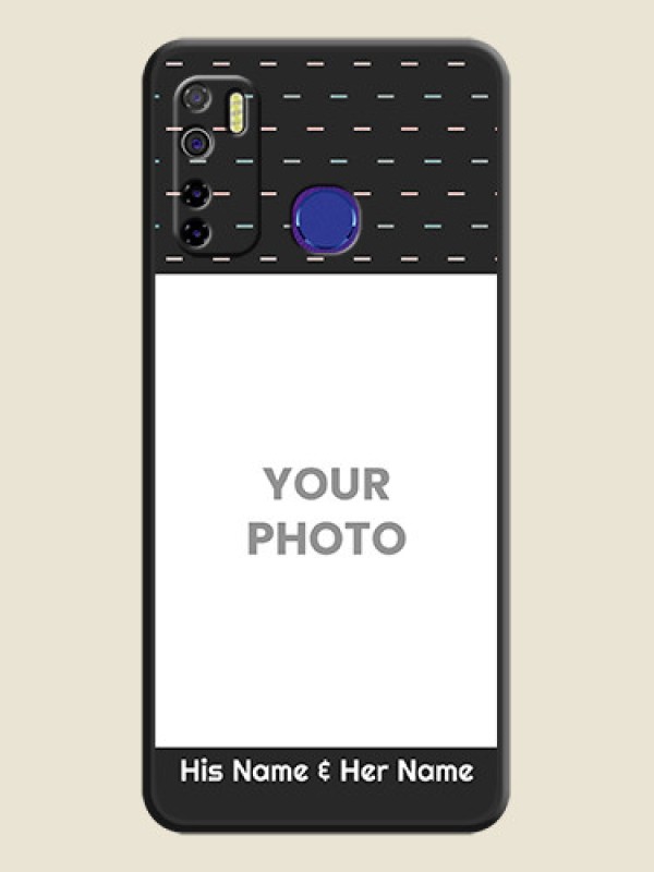 Custom Line Pattern Design with Text on Space Black Custom Soft Matte Phone Back Cover - Tecno Camon 15 - alternate view