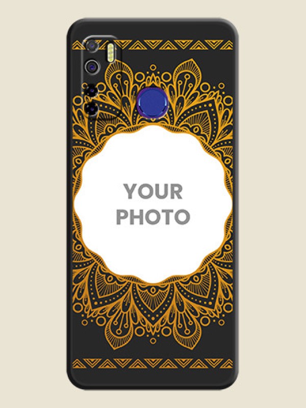 Custom Round Image with Floral Design on Photo on Space Black Soft Matte Mobile Cover - Tecno Camon 15 - alternate view