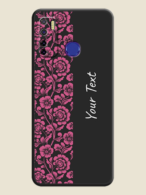 Custom Pink Floral Pattern Design With Custom Text On Space Black Personalized Soft Matte Phone Covers -Tecno Camon 15 - alternate view