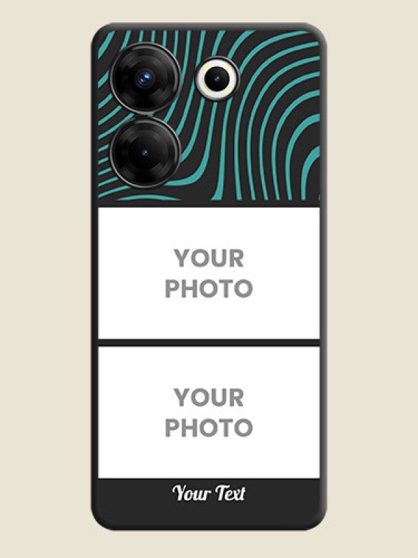 Custom Wave Pattern with 2 Image Holder on Space Black Personalized Soft Matte Phone Covers - Tecno Camon 20 Pro - alternate view