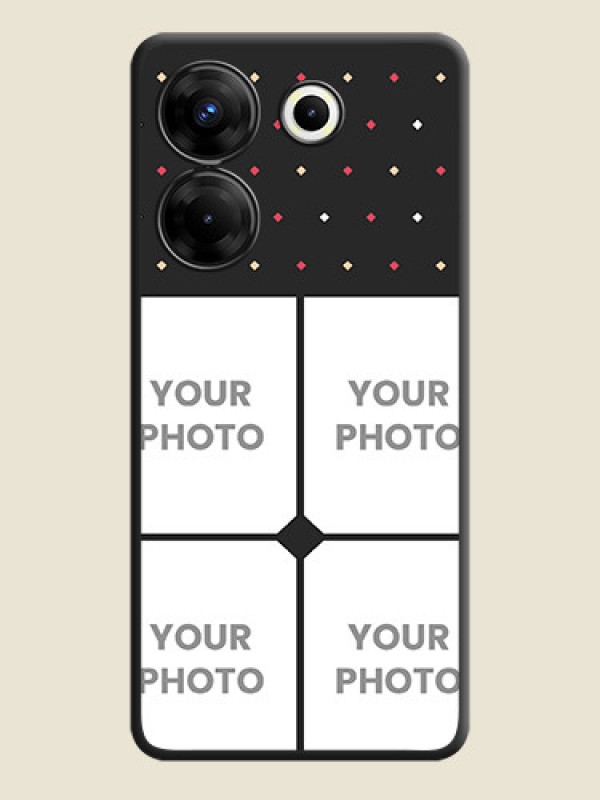 Custom Multicolor Dotted Pattern with 4 Image Holder on Space Black Custom Soft Matte Phone Cases - Tecno Camon 20 Pro - alternate view