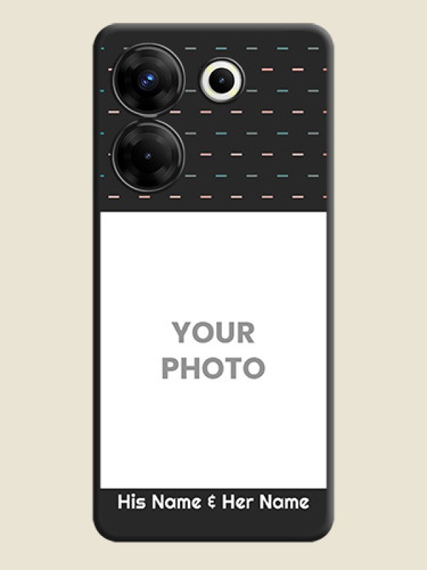 Custom Line Pattern Design with Text on Space Black Custom Soft Matte Phone Back Cover - Tecno Camon 20 Pro - alternate view