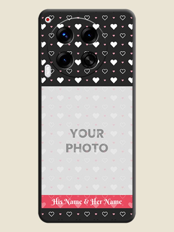 Custom White Color Love Symbols with Text Design on Photo On Space Black Custom Soft Matte Mobile Back Cover - Camon 30 5G - alternate view