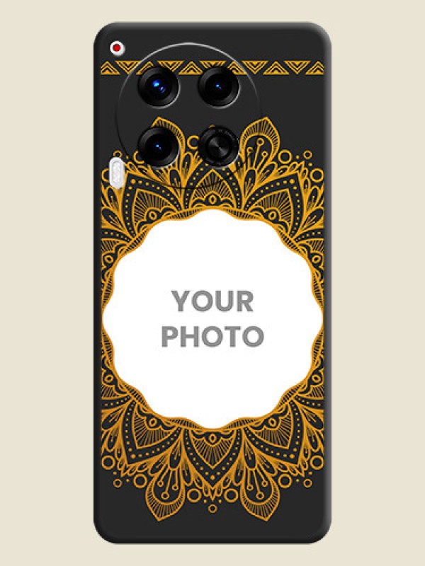 Custom Round Image with Floral Design On Space Black Custom Soft Matte Mobile Back Cover - Camon 30 5G - alternate view