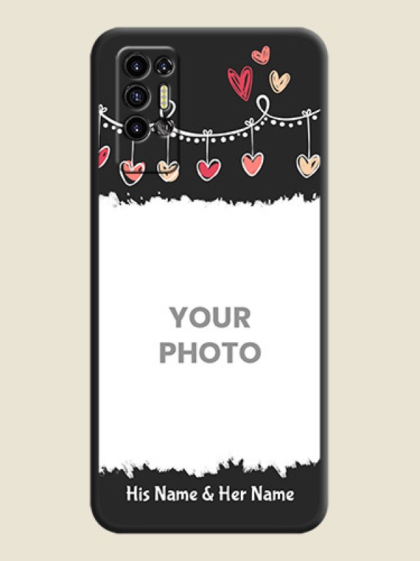 Custom Pink Love Hangings with Name on Space Black Custom Soft Matte Phone Cases - Tecno Pova 2 - alternate view
