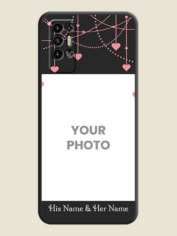 Custom Pink Love Hangings with Text on Space Black Custom Soft Matte Back Cover - Tecno Pova 2 - alternate view