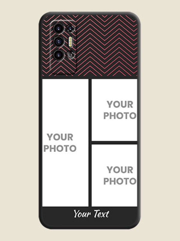 Custom Wave Pattern with 3 Image Holder on Space Black Custom Soft Matte Back Cover - Tecno Pova 2 - alternate view