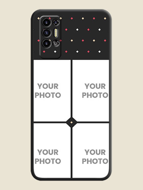 Custom Multicolor Dotted Pattern with 4 Image Holder on Space Black Custom Soft Matte Phone Cases - Tecno Pova 2 - alternate view