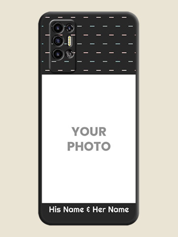Custom Line Pattern Design with Text on Space Black Custom Soft Matte Phone Back Cover - Tecno Pova 2 - alternate view