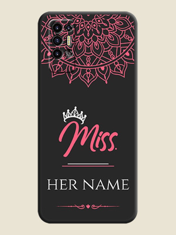 Custom Mrs Name with Floral Design on Space Black Personalized Soft Matte Phone Covers - Tecno Pova 2 - alternate view