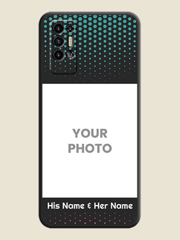 Custom Faded Dots with Grunge Photo Frame and Text on Space Black Custom Soft Matte Phone Cases - Tecno Pova 2 - alternate view