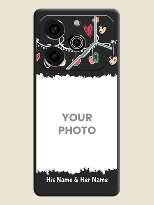 Custom Pink Love Hangings with Name On Space Black Custom Soft Matte Mobile Back Cover - Pova 6 Pro 5G - alternate view