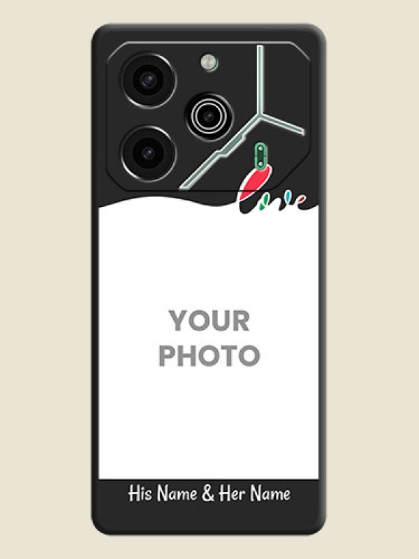 Custom Fall in Love Pattern with Picture on Photo On Space Black Custom Soft Matte Mobile Back Cover - Pova 6 Pro 5G - alternate view