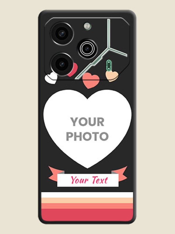 Custom Love Shaped Photo with Colorful Stripes On Space Black Custom Soft Matte Mobile Back Cover - Pova 6 Pro 5G - alternate view