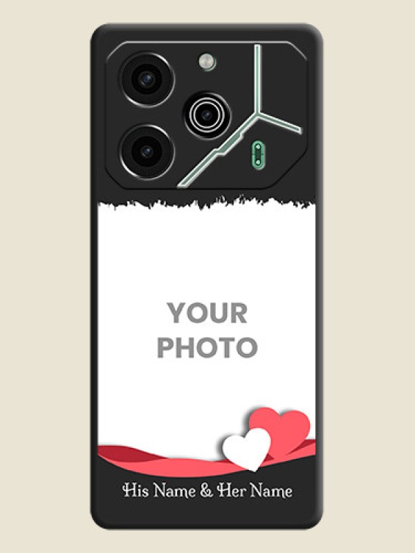 Custom Pin Color Love Shaped Ribbon Design with Text On Space Black Custom Soft Matte Mobile Back Cover - Pova 6 Pro 5G - alternate view