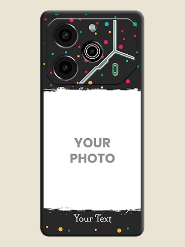 Custom Multicolor Dotted Pattern with Text On Space Black Custom Soft Matte Mobile Back Cover - Pova 6 Pro 5G - alternate view