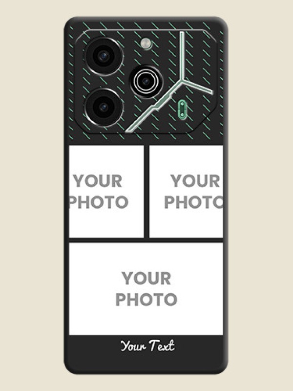 Custom Cross Dotted Pattern with 2 Image Holder On Space Black Custom Soft Matte Mobile Back Cover - Pova 6 Pro 5G - alternate view