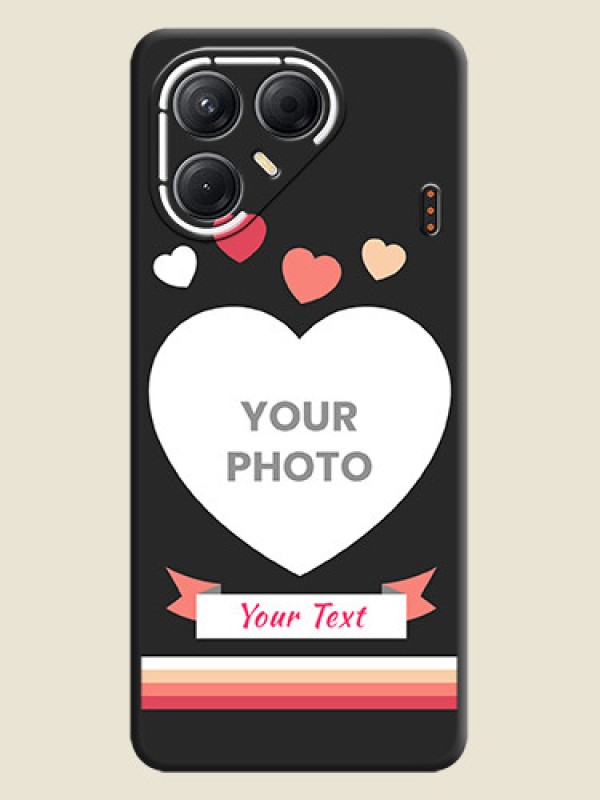 Custom Love Shaped Photo with Colorful Stripes On Space Black Custom Soft Matte Mobile Back Cover - Tecno Pova 7 5G - alternate view