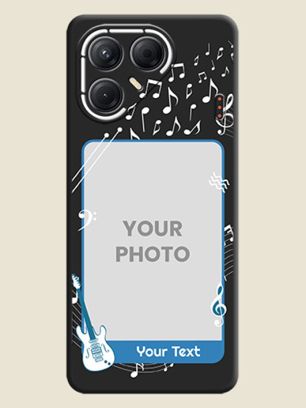 Custom Musical Theme Design with Text on Photo On Space Black Custom Soft Matte Mobile Back Cover - Tecno Pova 7 5G - alternate view