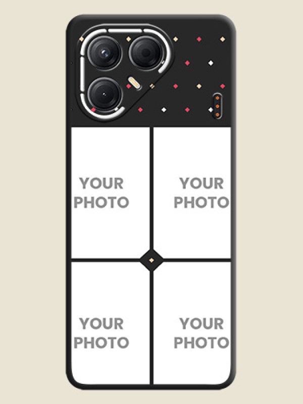 Custom Multicolor Dotted Pattern with 4 Image Holder On Space Black Custom Soft Matte Mobile Back Cover - Tecno Pova 7 5G - alternate view